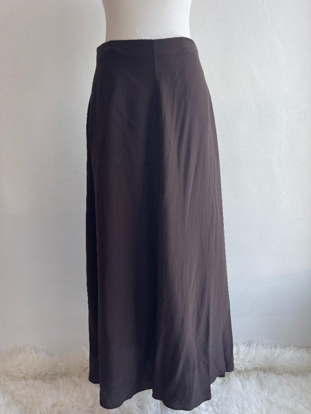 Massimo Dutti Brown Midi Skirt Satin Skirt